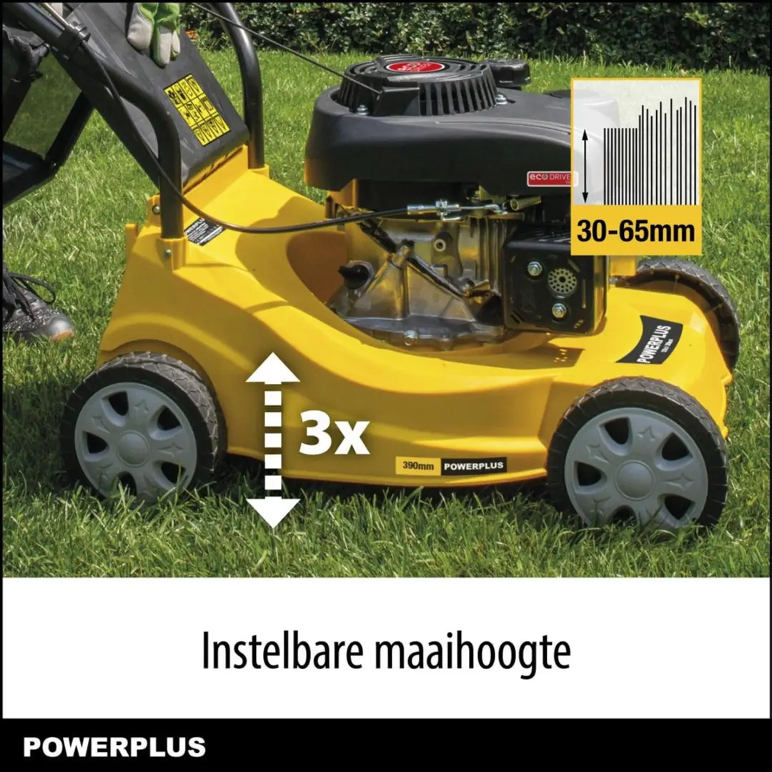 Powerplus Benzine Grasmaaier 132cc - 390mm - 35L Opvangbak