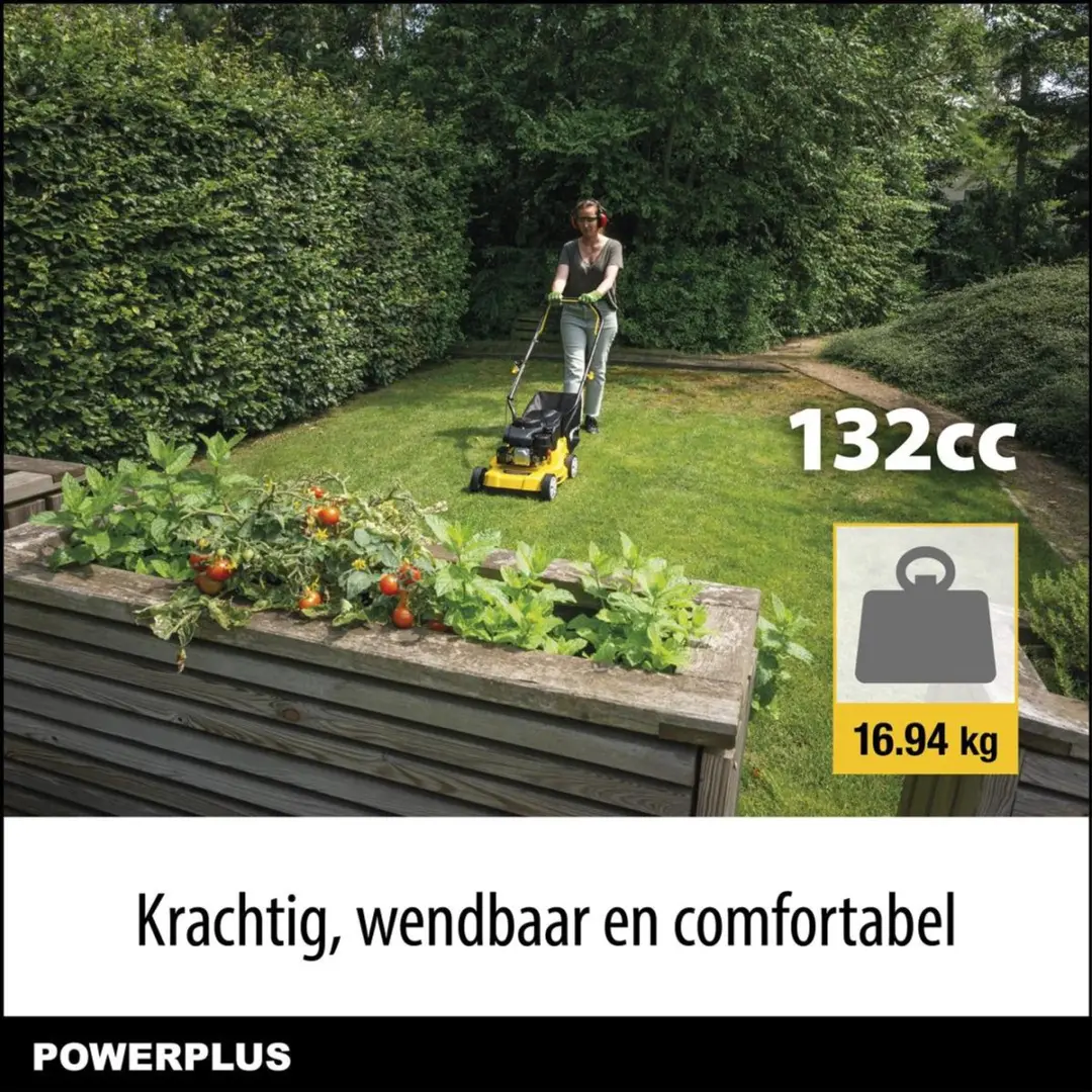 Powerplus Benzine Grasmaaier 132cc - 390mm - 35L Opvangbak