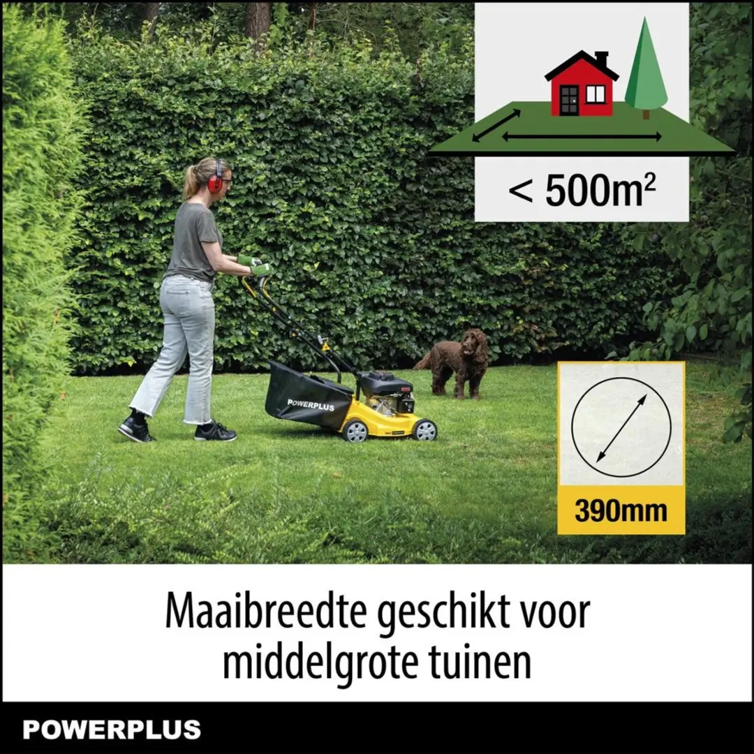 Powerplus Benzine Grasmaaier 132cc - 390mm - 35L Opvangbak