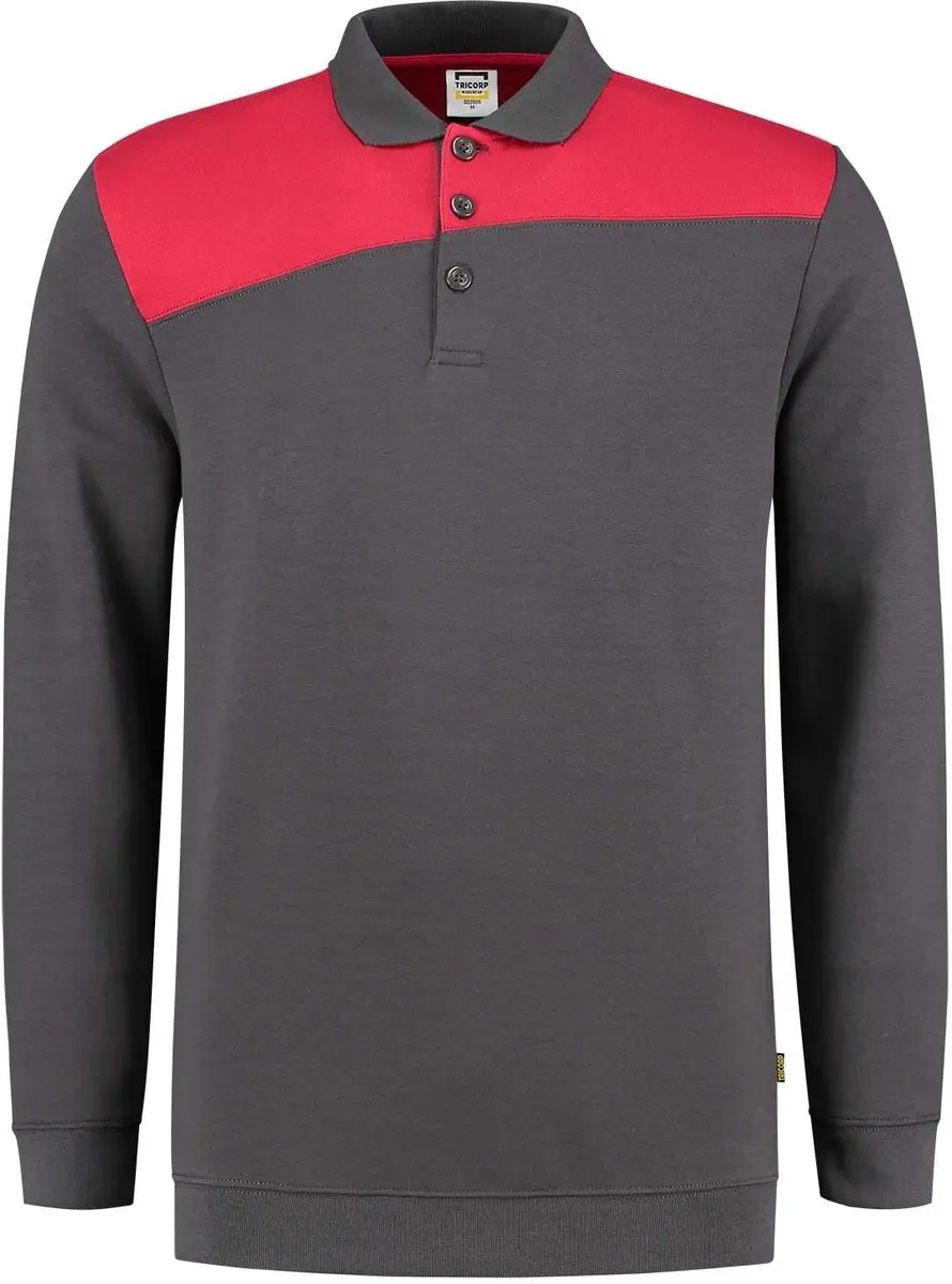Tricorp Polosweater Bicolor - Zwart/Rood L