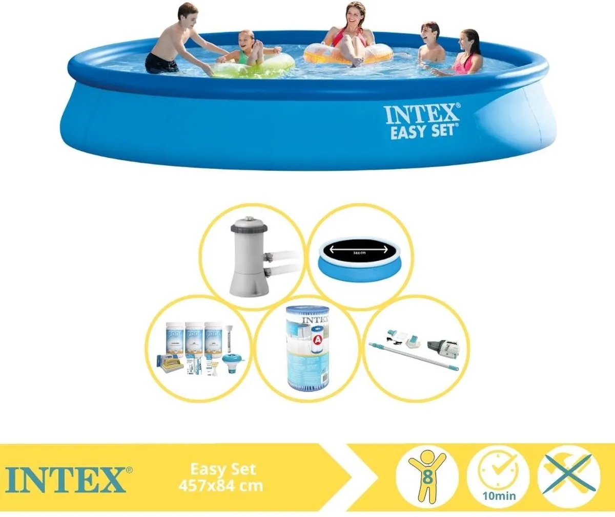Intex Easy Set Zwembad 457x84cm - 9792L - Blauw - 28158GN