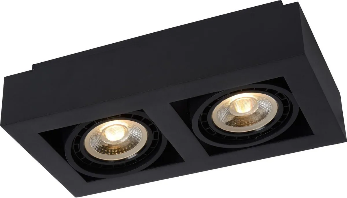 Lucide ZEFIX Plafondspot LED Dim-to-Warm GU10 2x12W - Zwart