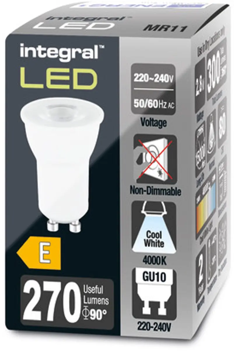 Integral 35mm GU10 LED Spot 2.8W - 3 Stuks - 270 Lumen