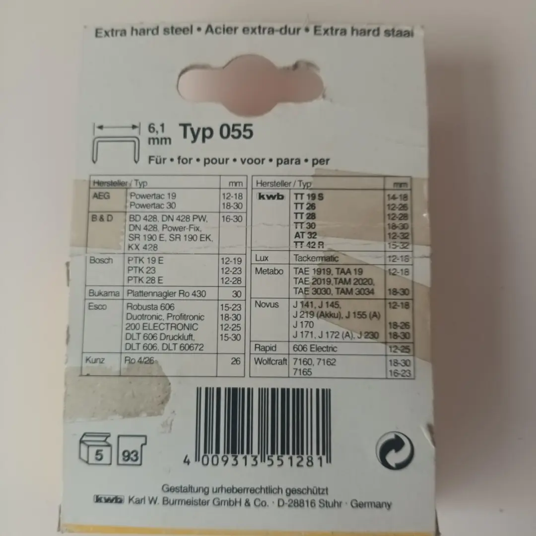 KWB Nieten Hard Type 055C 6.1x28mm - 600 Stuks