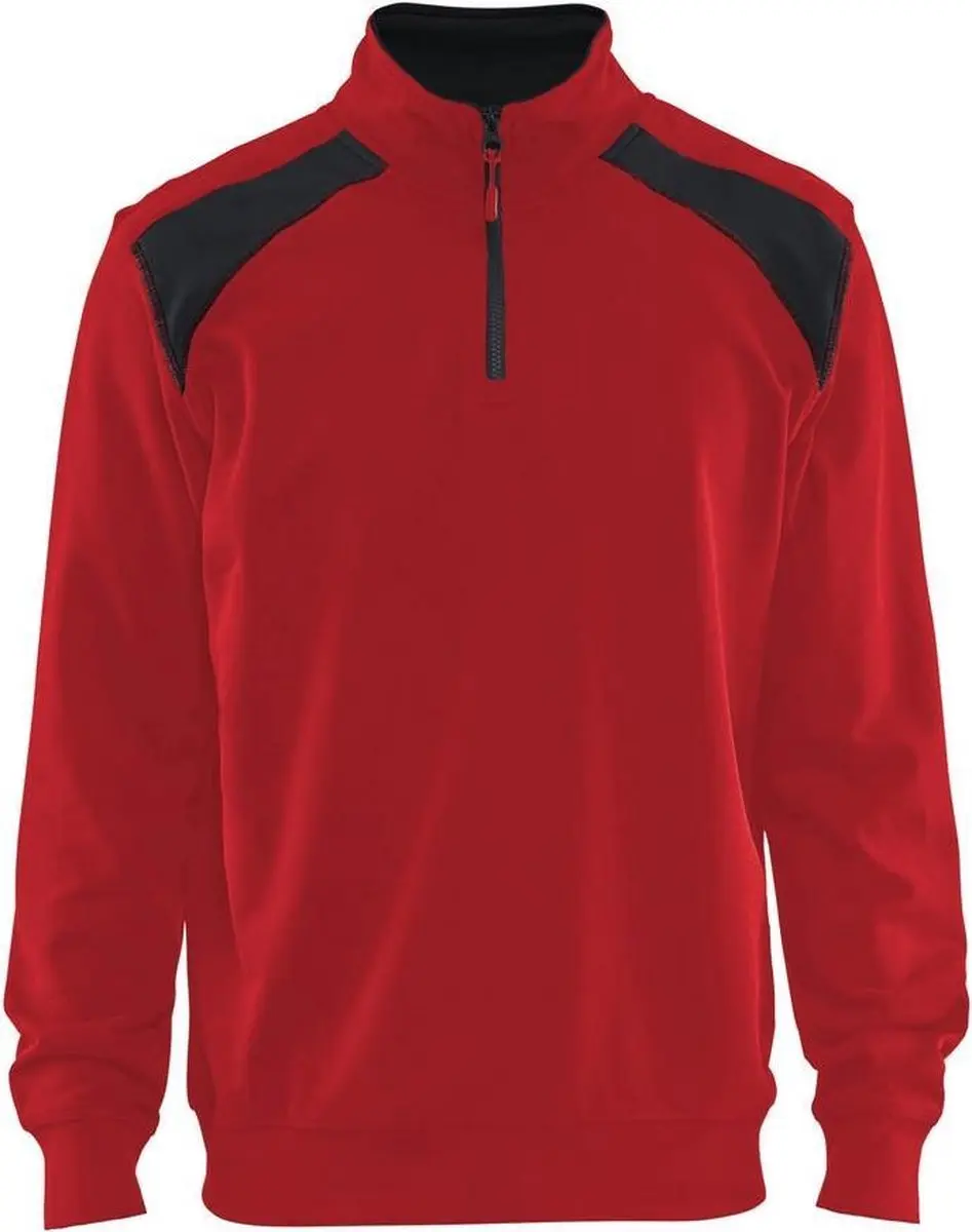 Blåkläder Sweatshirt Bi-color Halve Rits 3353-1158 - Rood/Zwart - S
