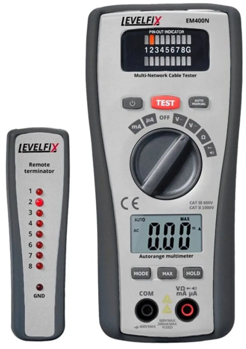 Levelfix EM400N Voltmeter - LAN Tester & Multimeter - Grijs