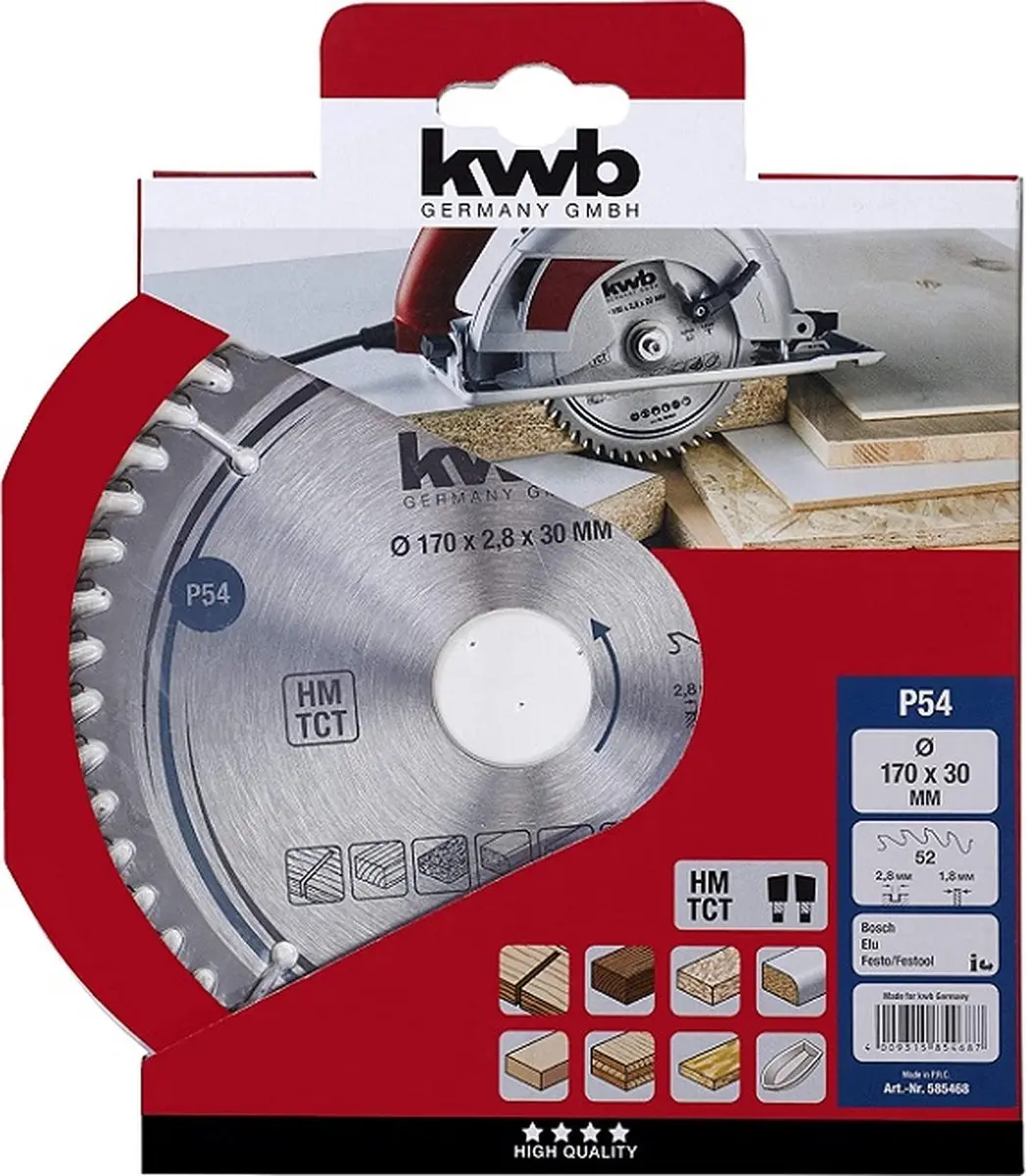 KWB Cirkelzaagblad 170x30mm 52 Tanden