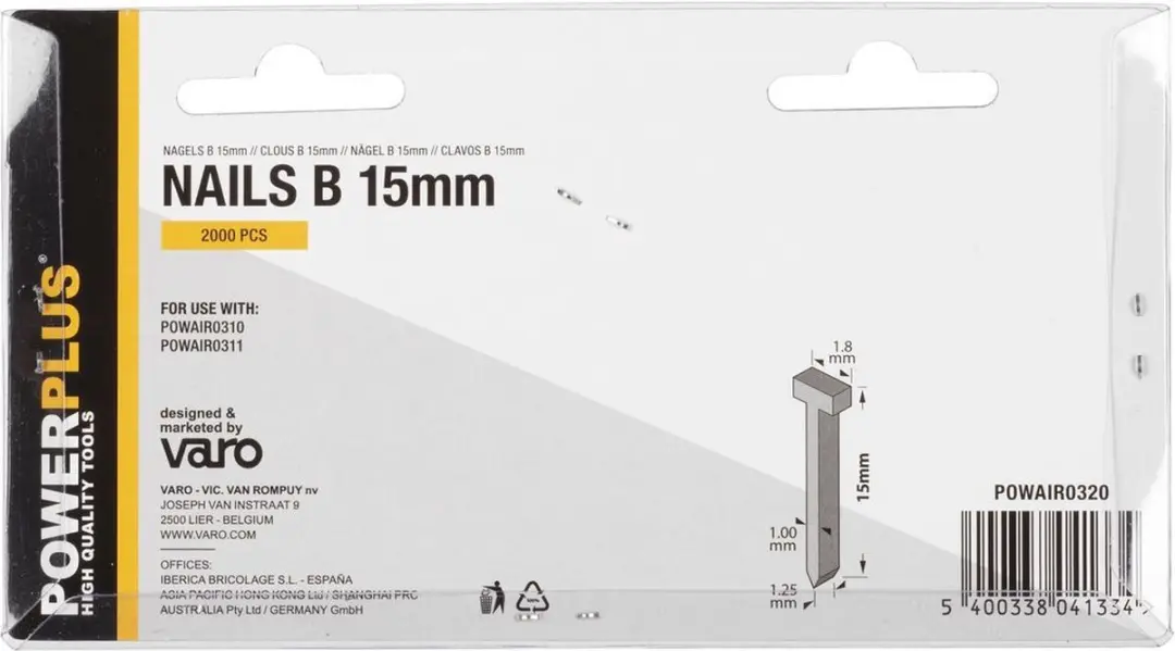 Powerplus POWAIR0320 Spijkers 15mm - 2000 Stuks