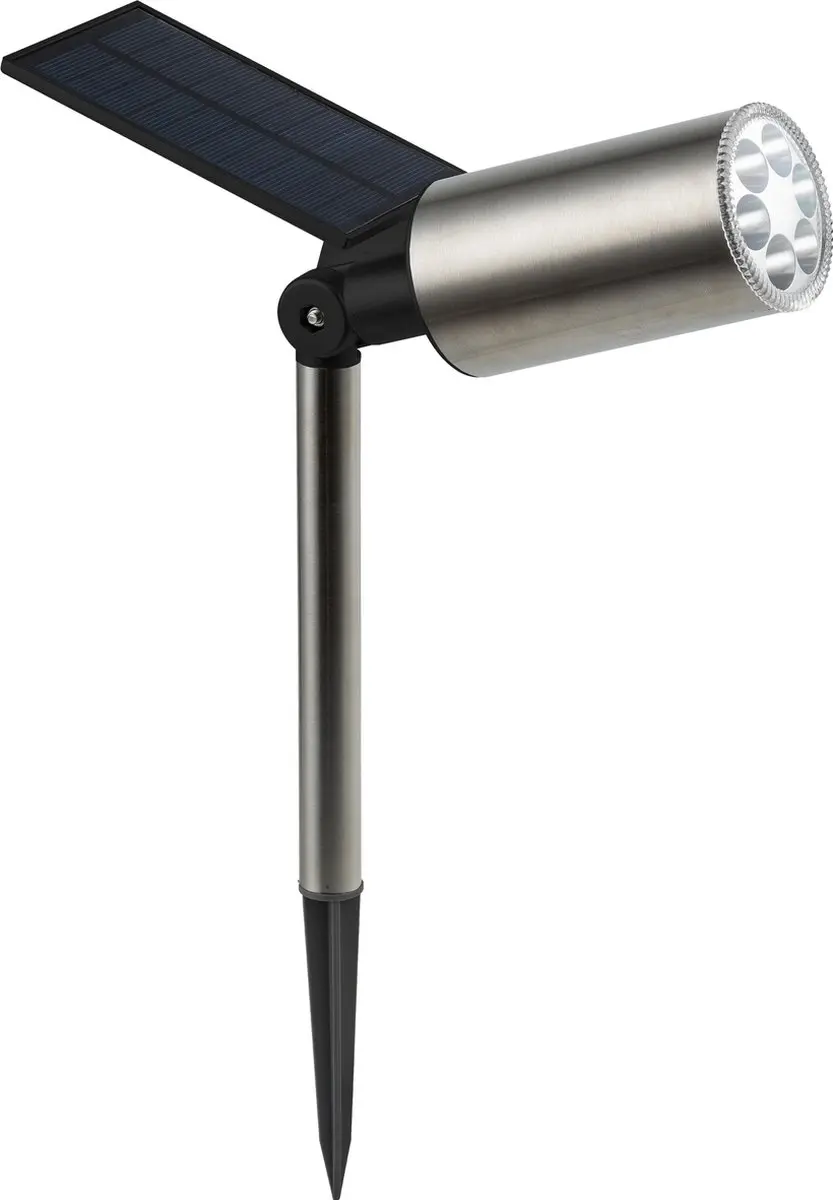 Powerplus Swan Solar Tuinspot 6 LED - 20cm - Warmwit 2300K - RVS