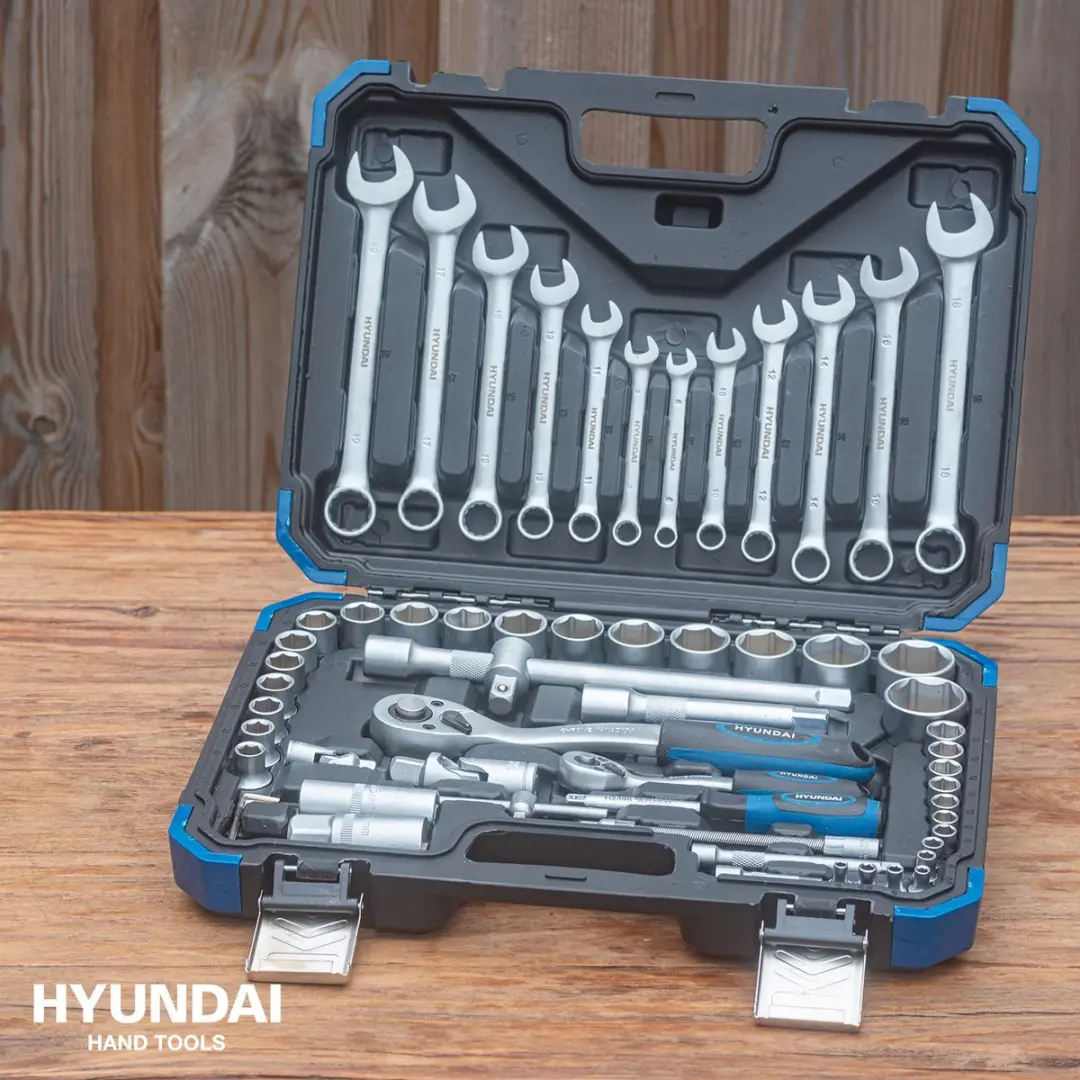 Hyundai 61-delige CrV Doppenset - Zilver/Blauw/Zwart