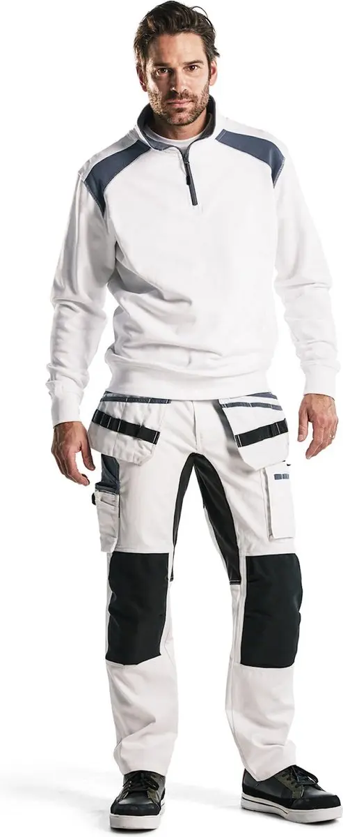 Blåkläder Sweatshirt Bi-color Halve Rits 3353-1158 - Wit/Donkergrijs
