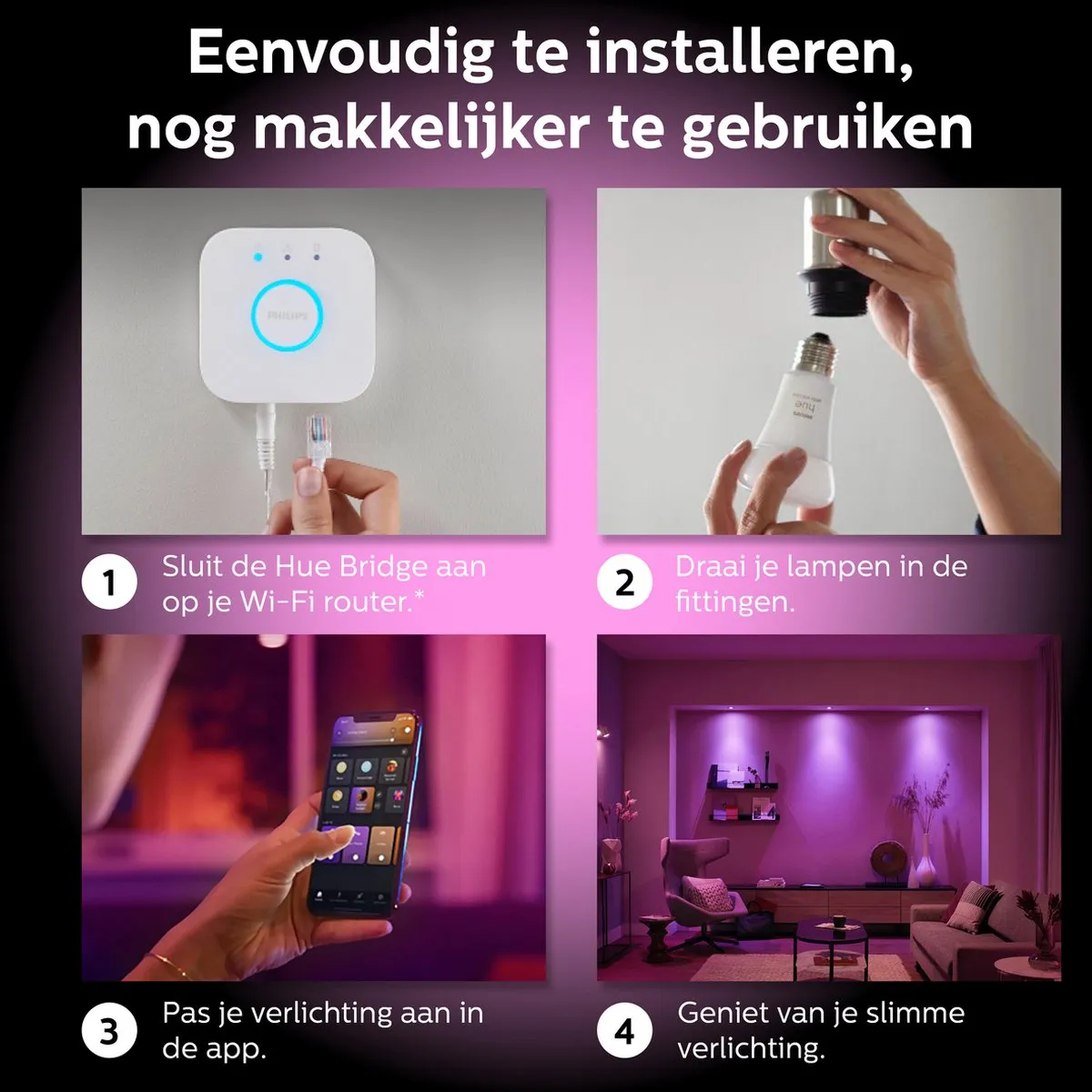 Philips Hue Voordeelpakket GU10 4 Stuks - Mat Glas - RGBW