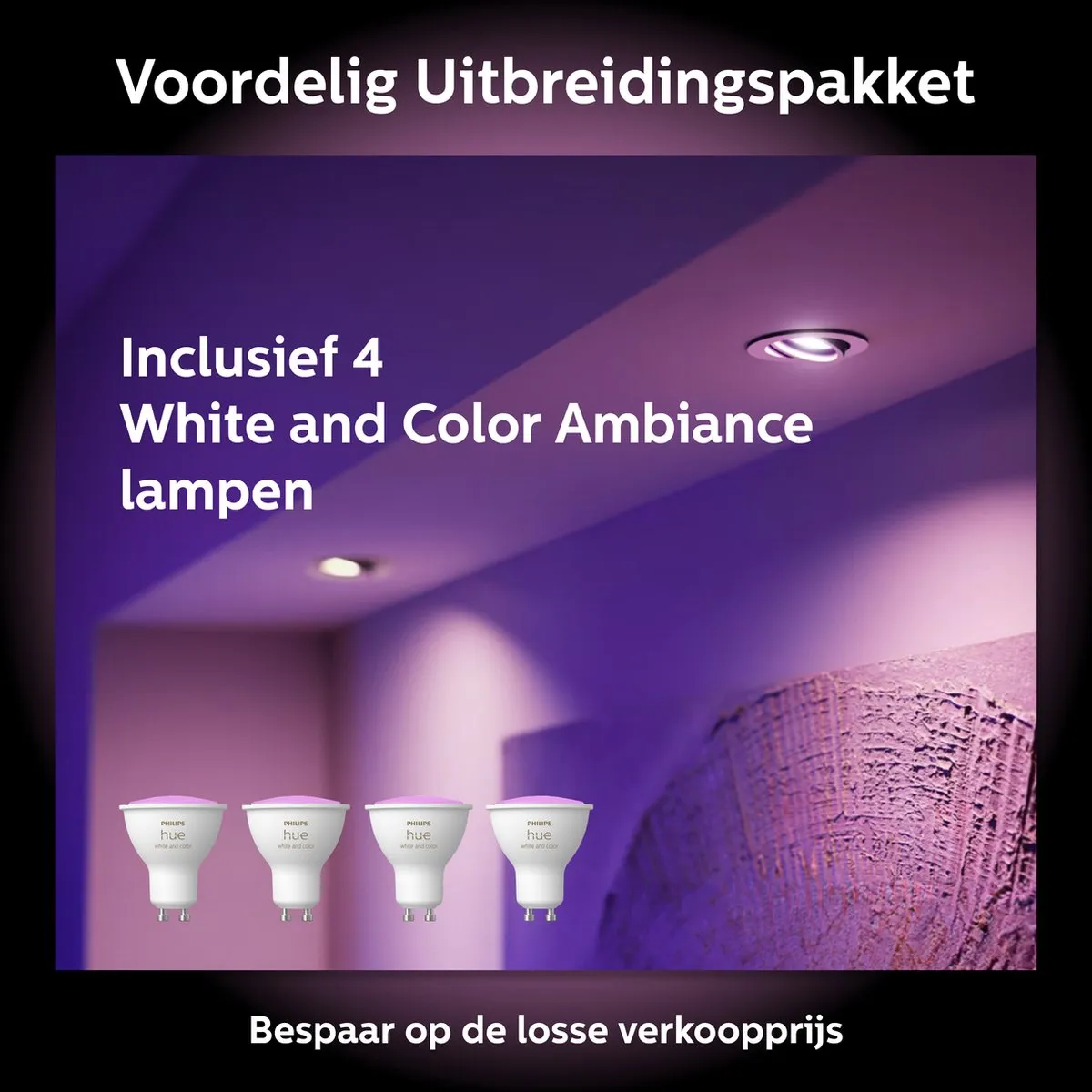 Philips Hue Voordeelpakket GU10 4 Stuks - Mat Glas - RGBW