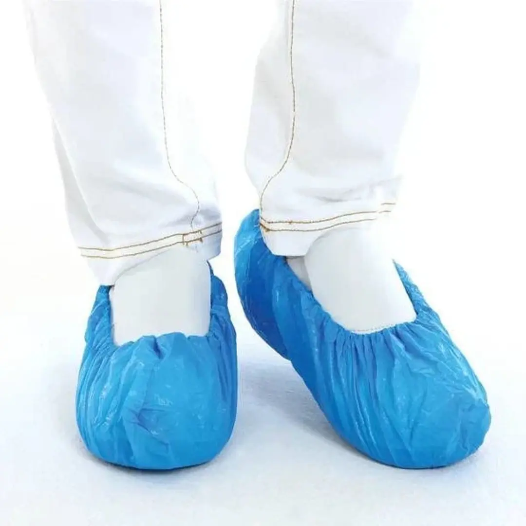 CMT Schoenovertrek PE Geruwd 40µ Blauw - One Size