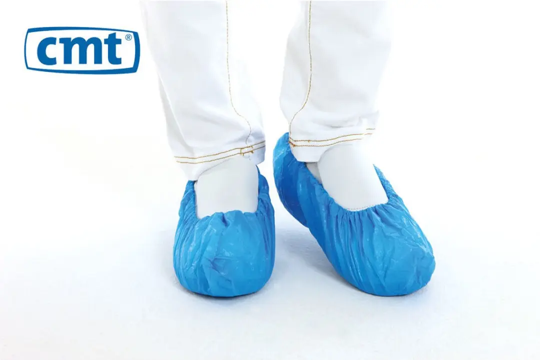 CMT Schoenovertrek PE Geruwd 40µ Blauw - One Size