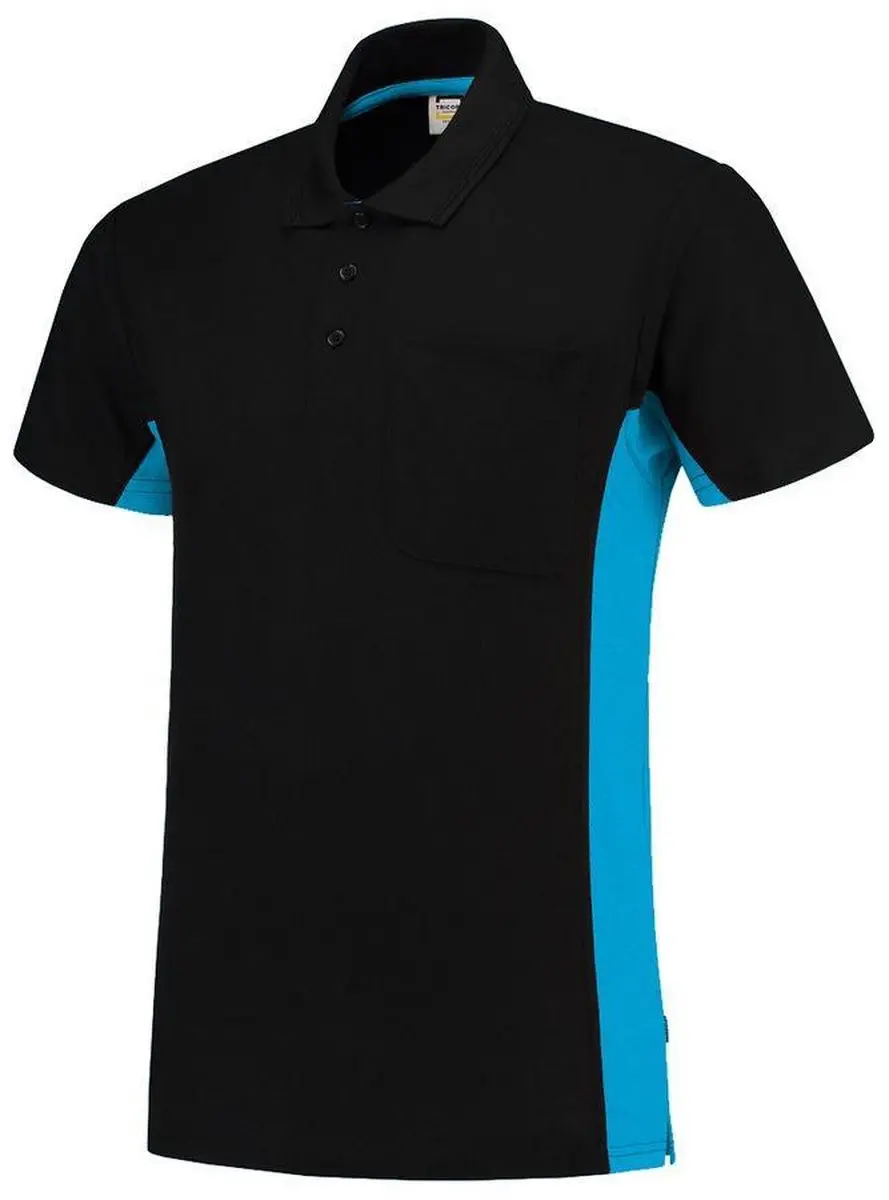Tricorp 202002 Poloshirt Bicolor - Zwart/Turquoise - 5XL