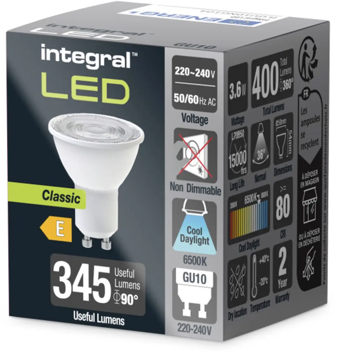 Integral Spot GU10 4W Daglicht 6000K - Helder