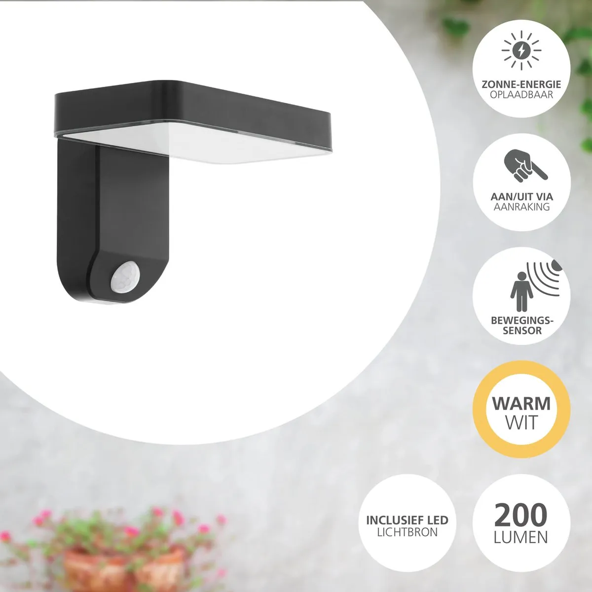 Eglo Pastion Solar Wandlamp Sensor 18cm - Zwart