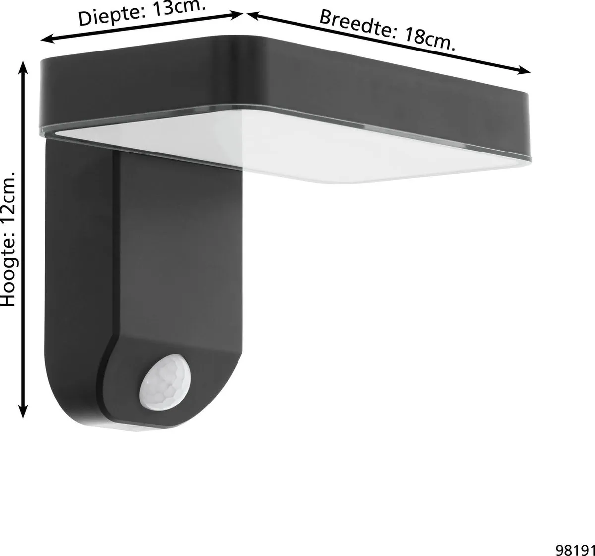 Eglo Pastion Solar Wandlamp Sensor 18cm - Zwart - afbeelding 6 van 6