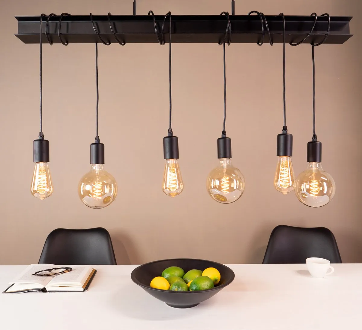 Eglo Townshend 6 Hanglamp - 100,5cm - Zwart