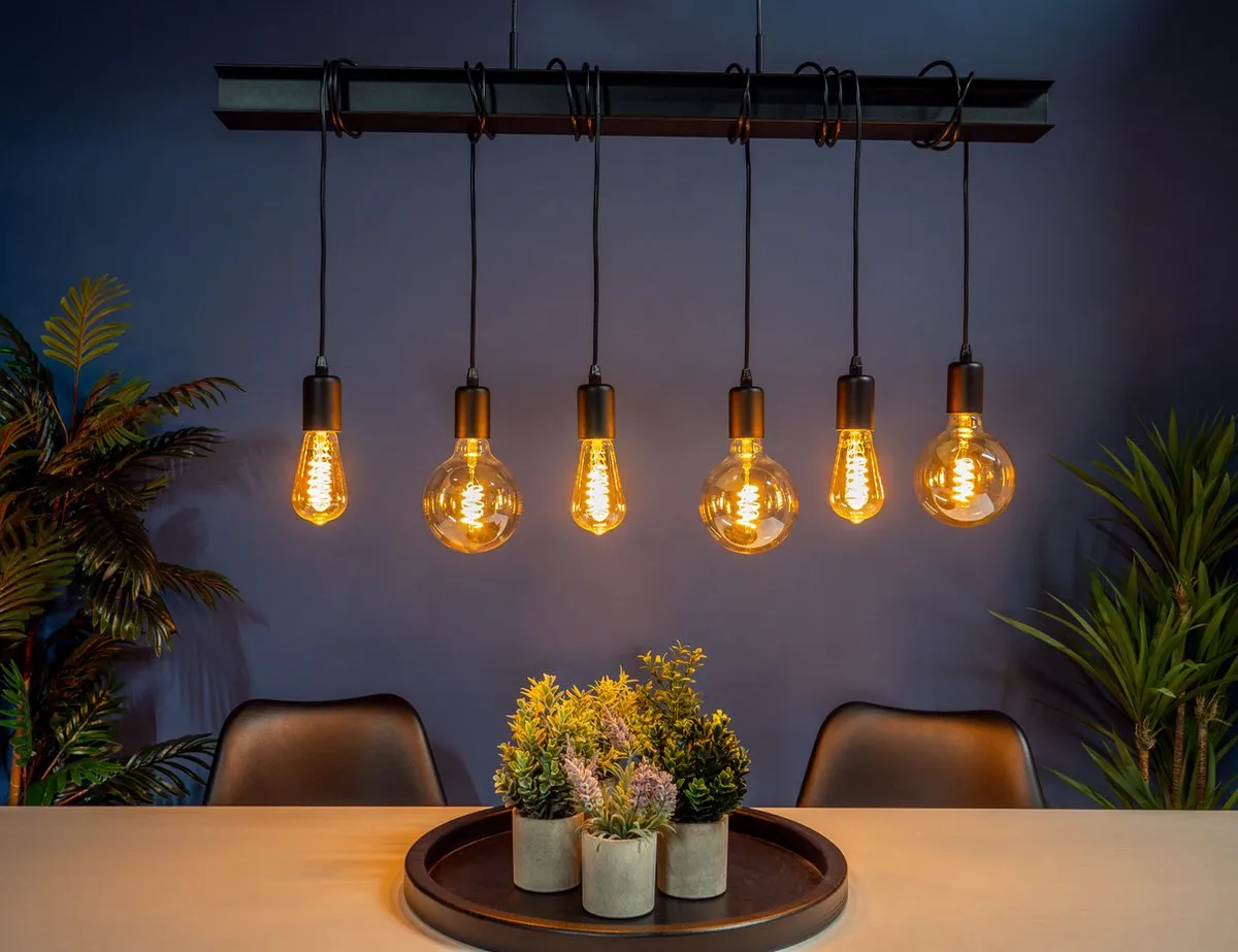 Eglo Townshend 6 Hanglamp - 100,5cm - Zwart - afbeelding 6 van 6