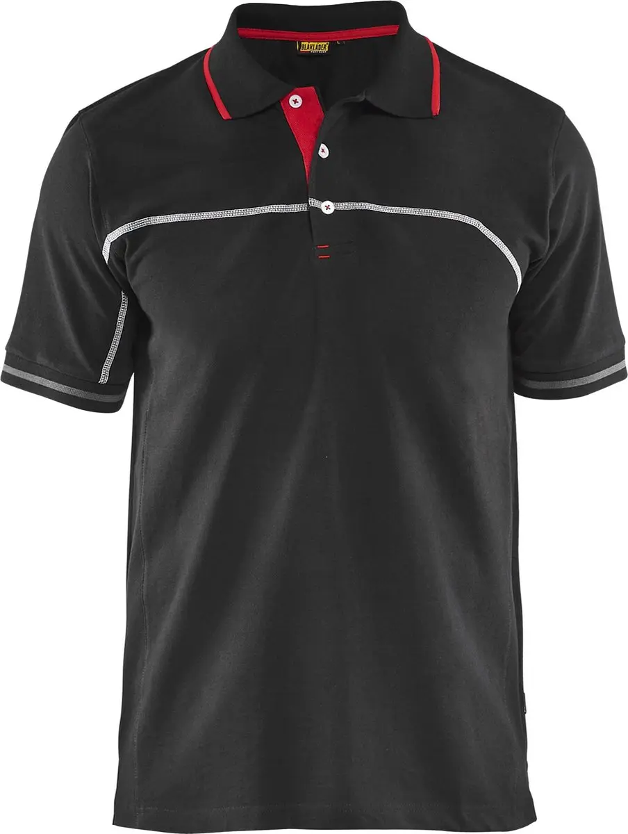 Blåkläder 3389 Poloshirt - L - Zwart/Rood