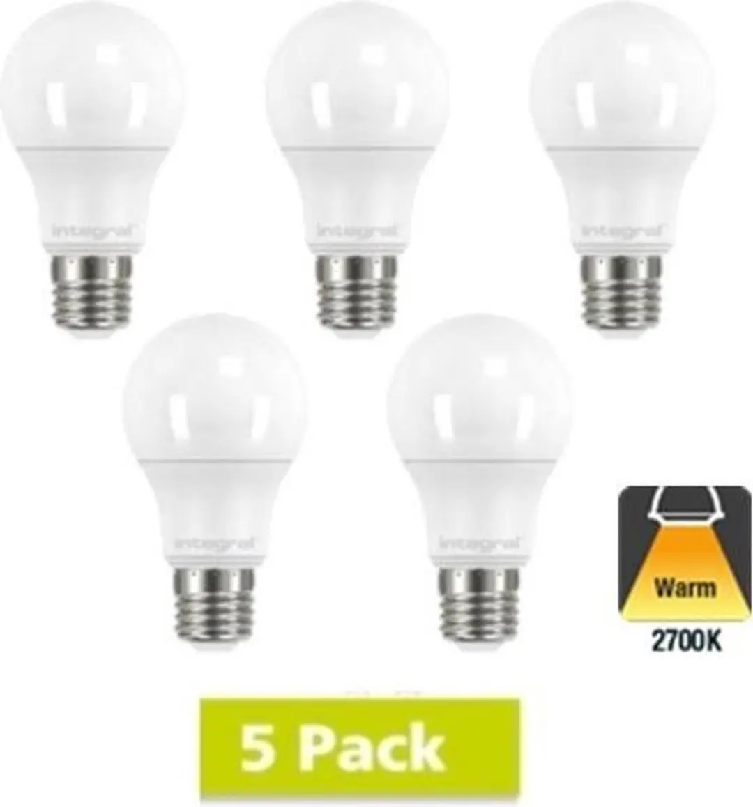 Integral E27 LED A60 7W 806 Lm Warm Wit - 5 Stuks