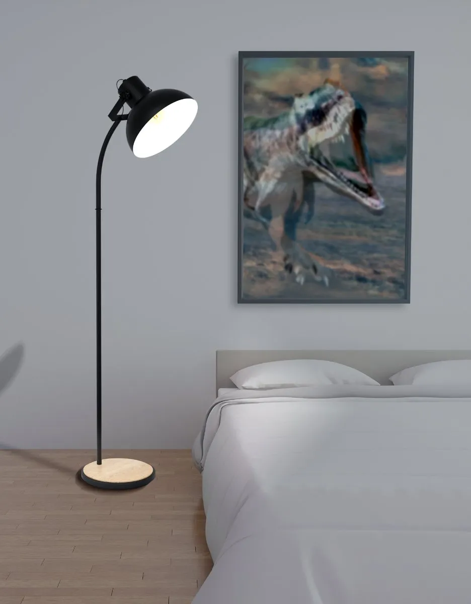 Eglo Lubenham Vloerlamp E27 - Zwart/Bruin