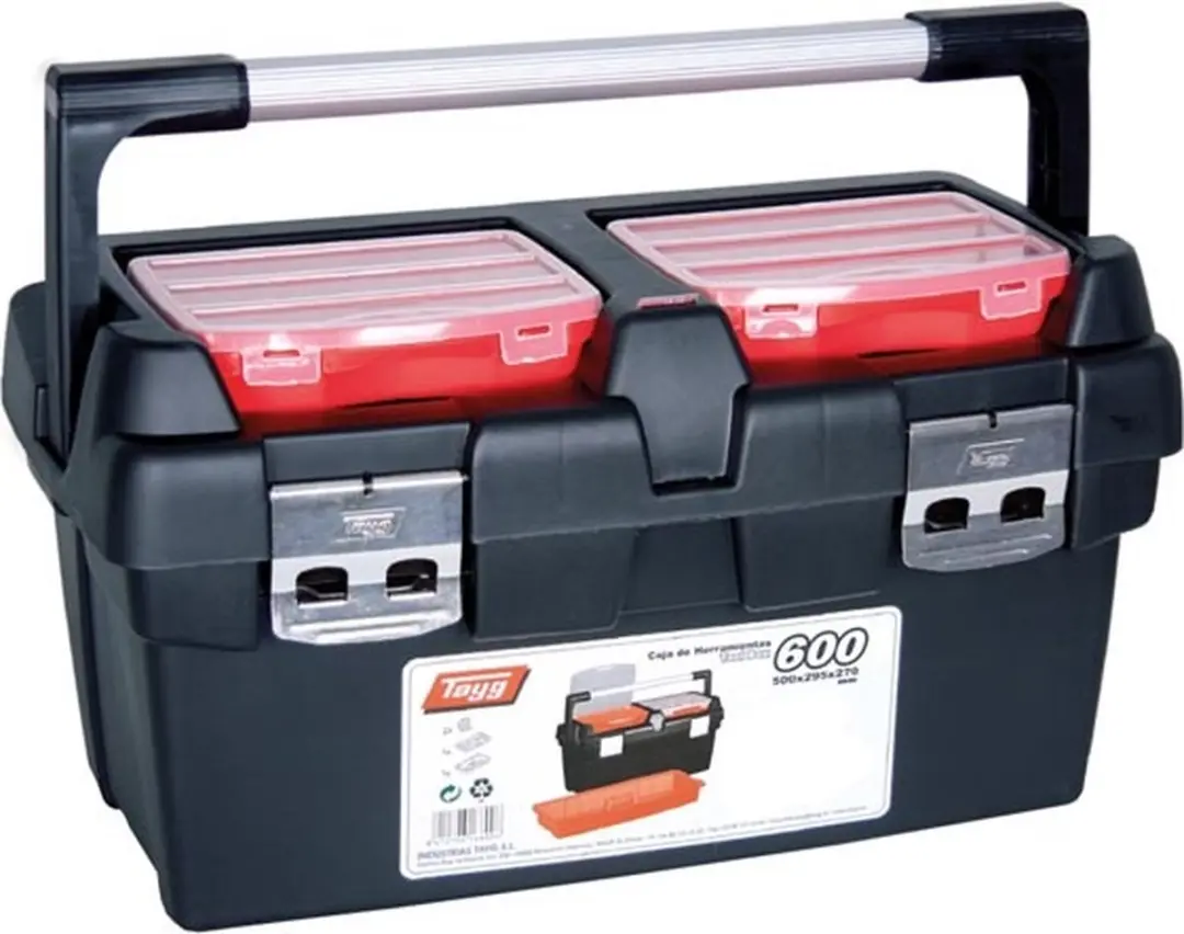 TAYG Gereedschapskoffer TG600 - 600x305x295mm - 5-delig - Zwart/Rood/Zilver