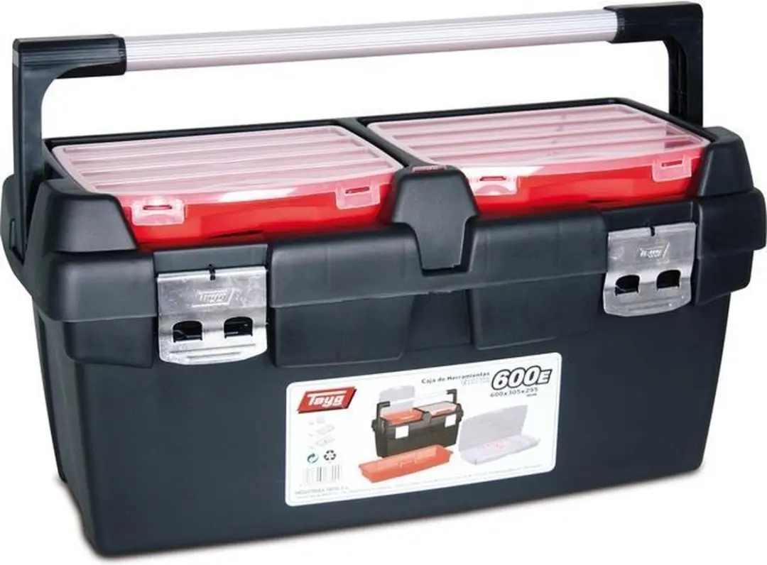 TAYG Gereedschapskoffer TG600 - 600x305x295mm - 5-delig - Zwart/Rood/Zilver - afbeelding 6 van 6