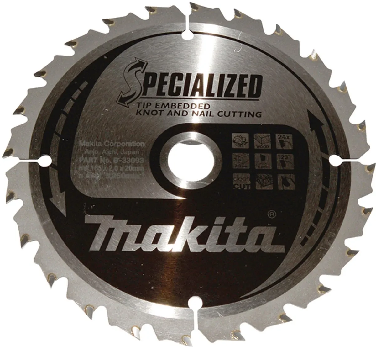 Makita Hout Zaagblad 165mm 24T B-33093