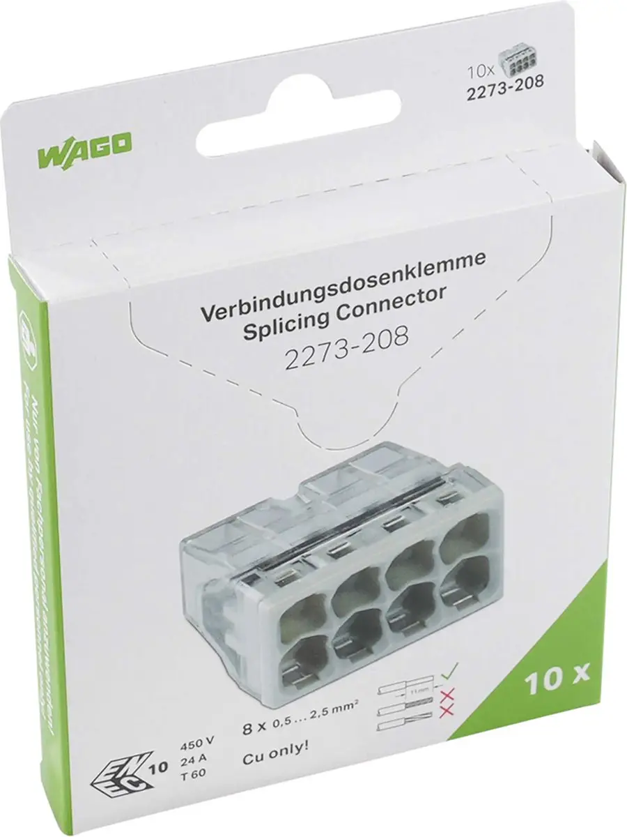 WAGO Mini Lasklem 8-voudig 2273-208