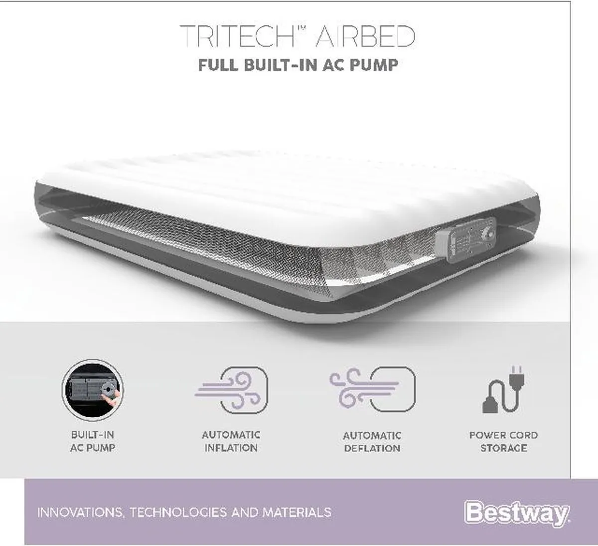 Bestway Tritech Luchtbed 2-persoons 137cm - Grijs/Zwart - afbeelding 6 van 6