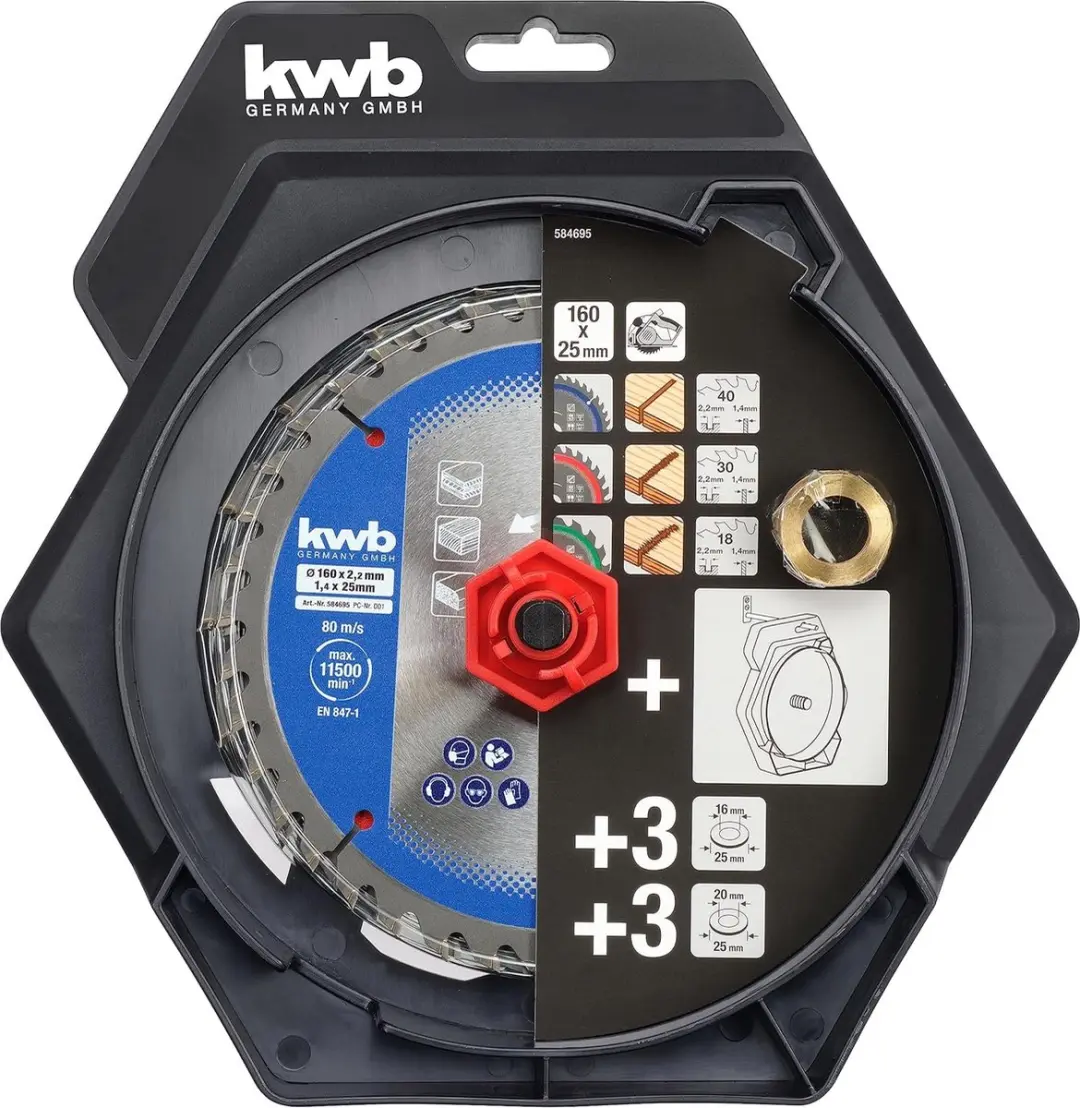 KWB Cirkelzaagbladenset 160mm - 25/20/16mm - 1 Stuk