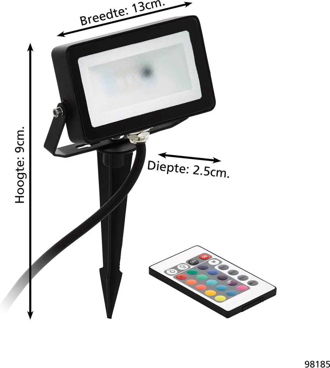 Eglo Faedo Prikspot RGB IP44 - Zwart - afbeelding 6 van 6