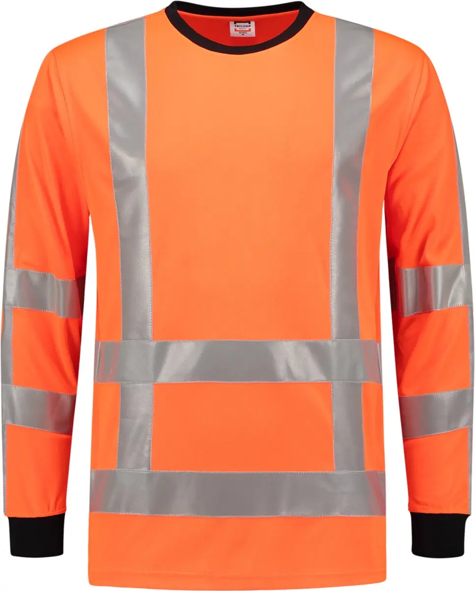 Tricorp T-shirt Birdseye Lange Mouw 103002 - XS - Fluor Oranje - afbeelding 6 van 6