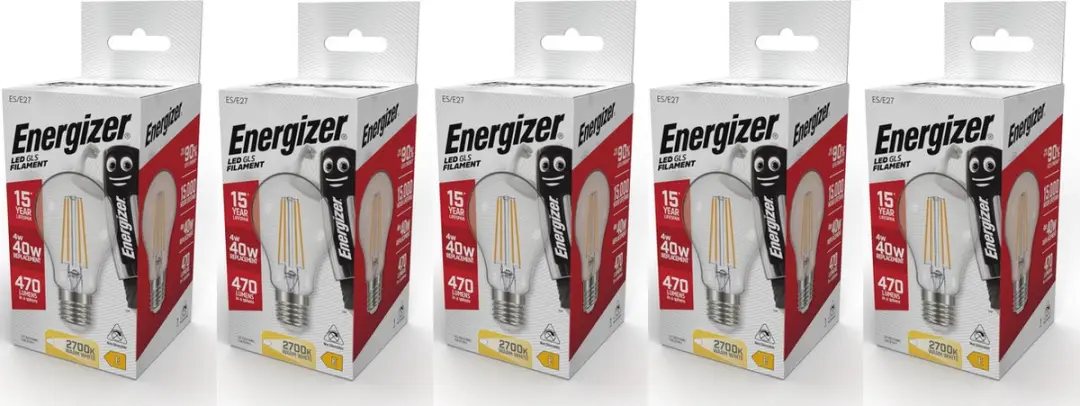 Energizer E27 5W LED Filamentlamp Warmwit - 5 Stuks