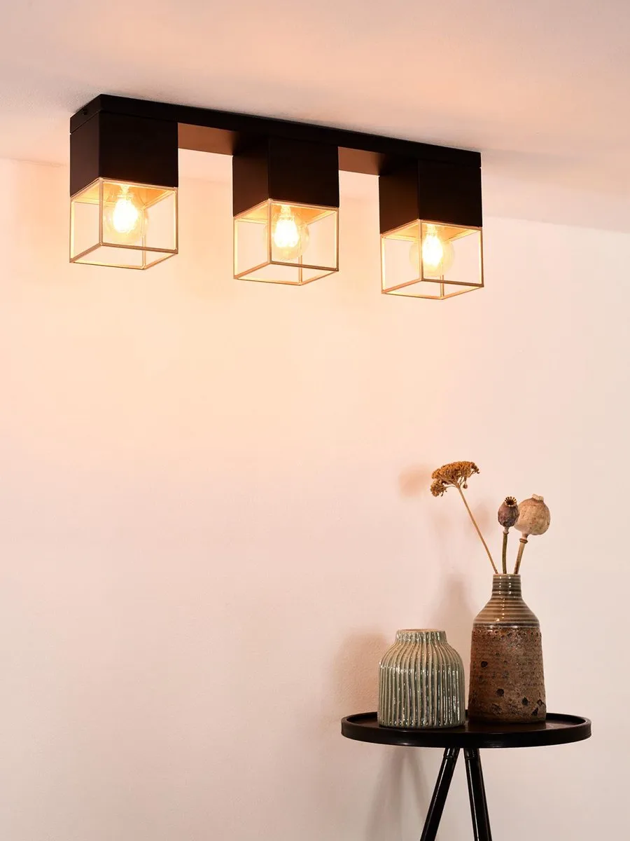 Lucide RIXT Plafondlamp 3xE27 - Zwart