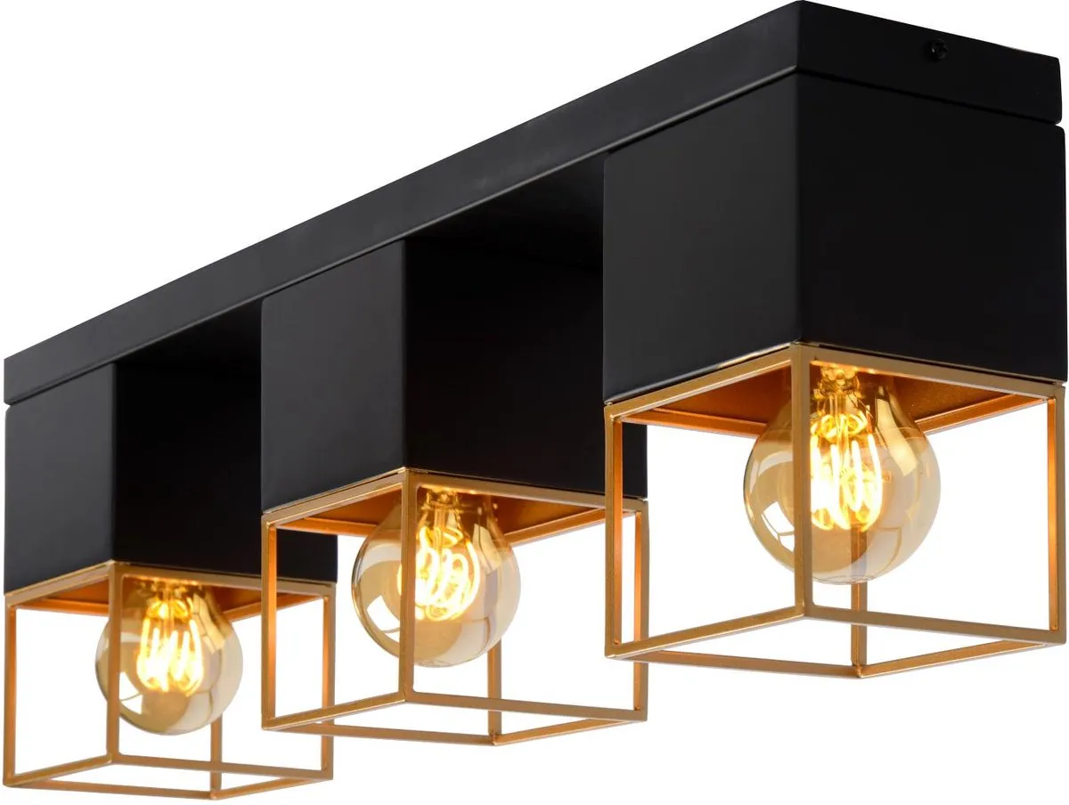 Lucide RIXT Plafondlamp 3xE27 - Zwart