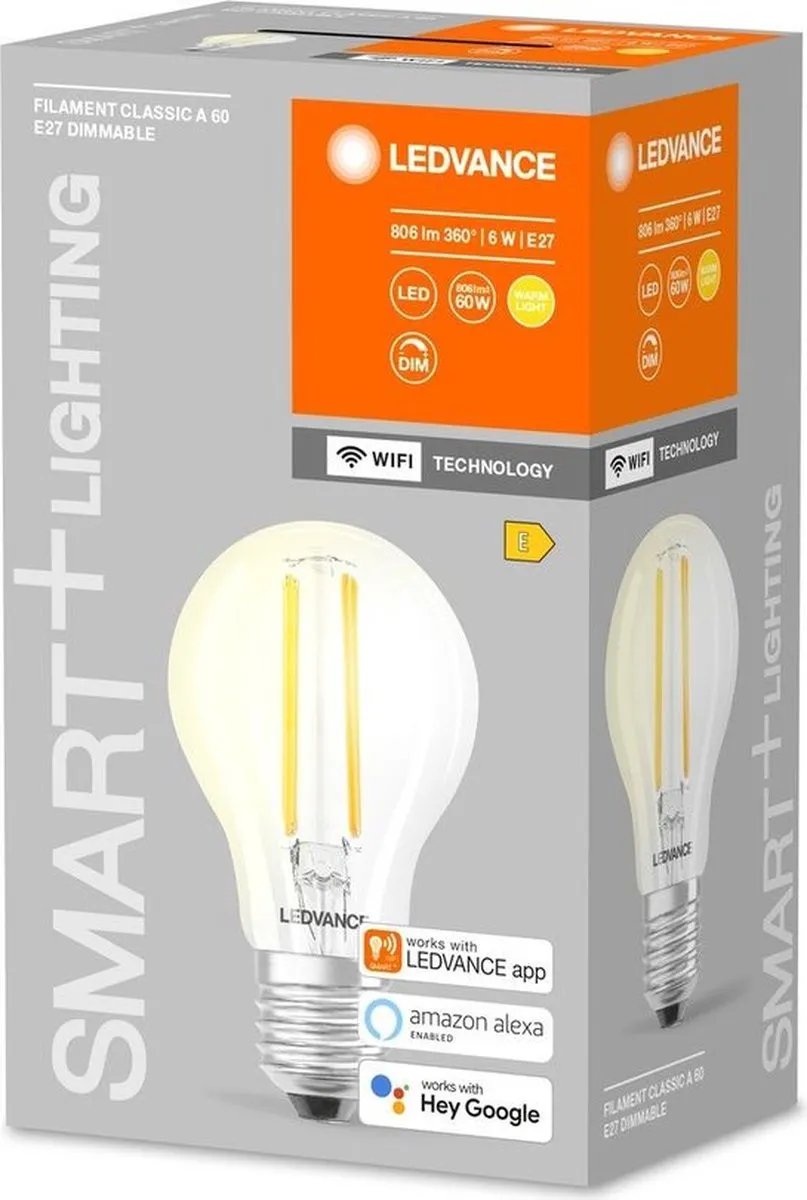 LEDVANCE Smart WiFi LEDlamp 6W E27 - Warm wit