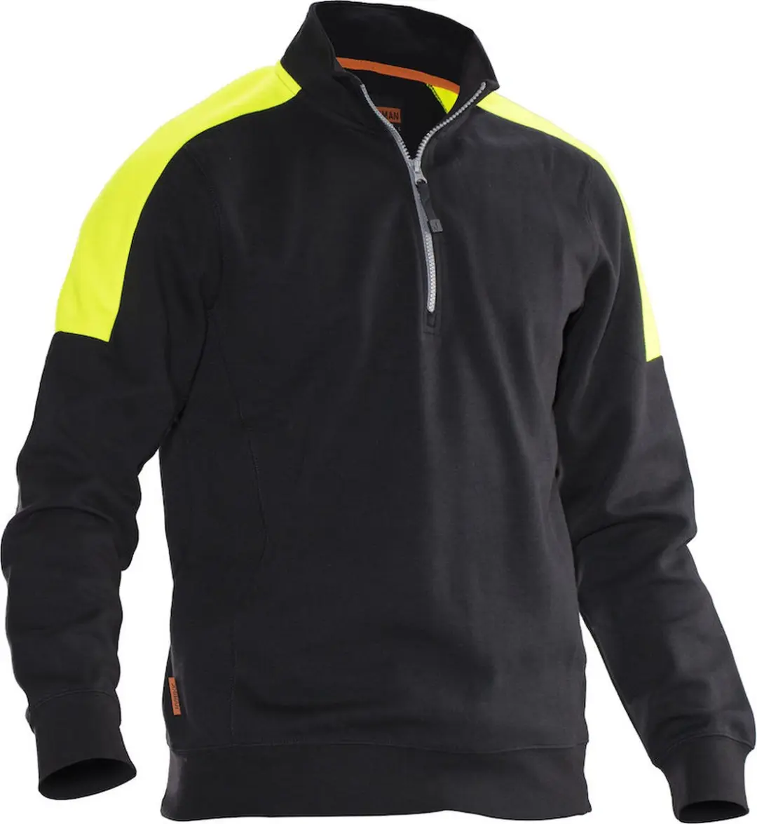 Jobman 5401 Halfzip Sweatshirt - Zwart/HV Geel S - afbeelding 6 van 6
