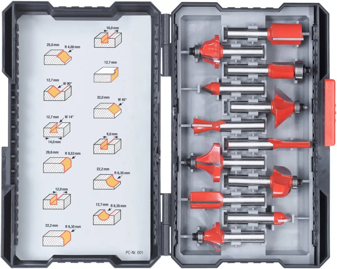 KWB 757295 Bovenfreesset Hardmetaal - 12-delig - Ø8mm