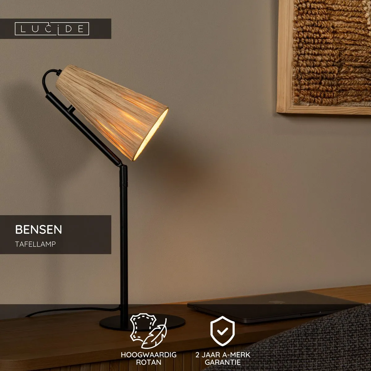 Lucide Bensen Tafellamp E14 10W - Naturel