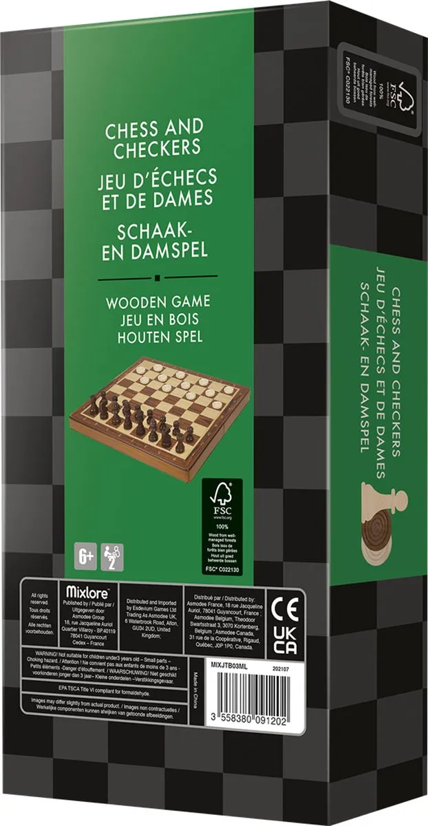 Asmodee Chess & Checkers Set - 2 Spelers