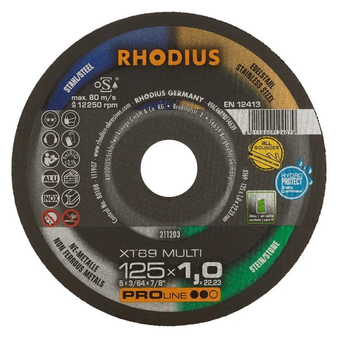 Rhodius XT69 Multi Doorslijpschijvenset 10 Stuks - 125mm Metaal - afbeelding 6 van 6