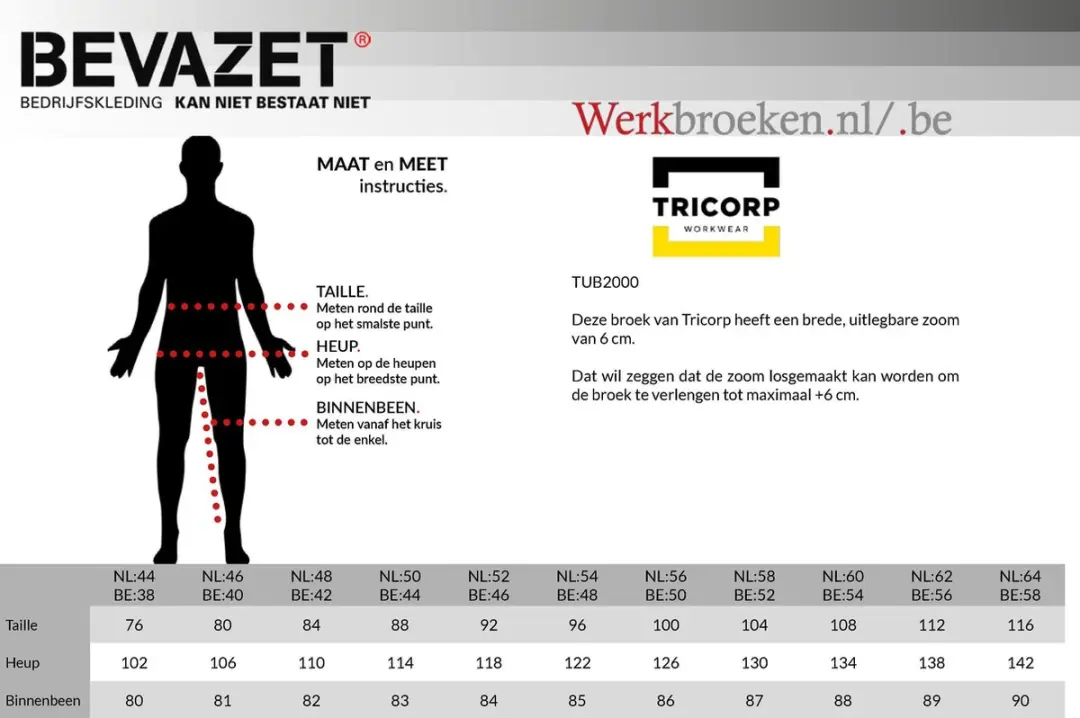 Tricorp Werkbroek 502008 - Maat 50 Navy