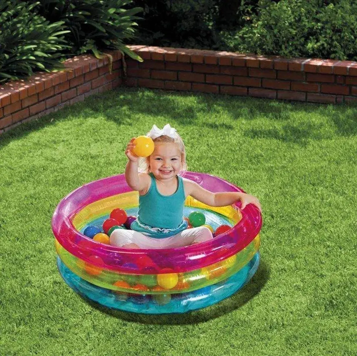 Intex 48674NP Opblaasbare Ballenbox - 86cm Blauw/Roze/Geel - afbeelding 10 van 10