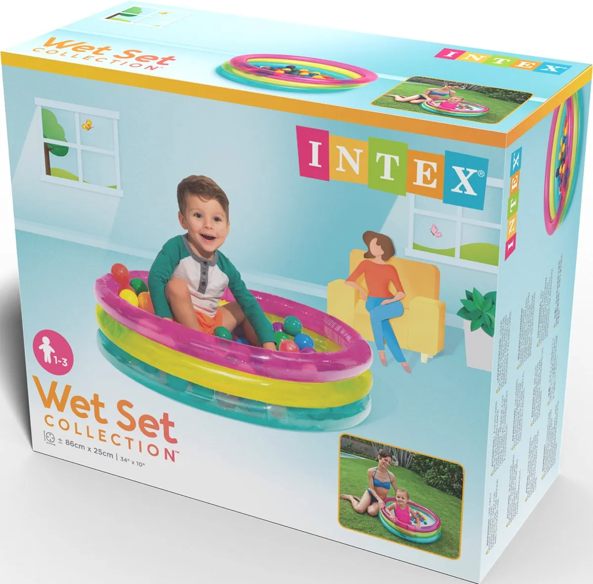 Intex Classic 3-Ring Baby Ballenbak 50 Ballen - Blauw