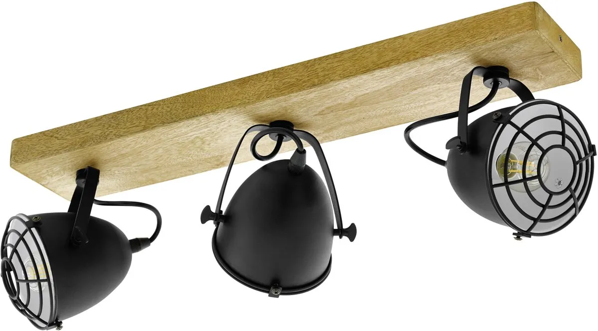 Eglo Gatebeck Wandlamp 3xE14 - Ø59cm - Hout/Zwart