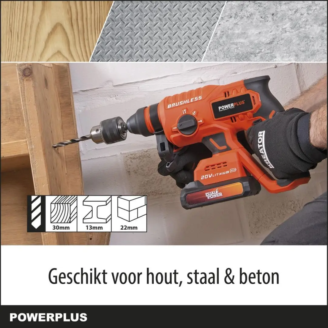 Powerplus POWDP15630 Accuboormachine - 20V - 22mm Beton